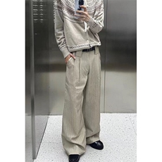 通勤高智老钱风条纹西裤男女宽松垂感百搭弯刀休闲西装裤XQ649，男装西服套装，星座1116A（原606A-3）