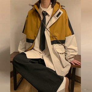 新款连帽冲锋衣夹克男撞色港风拼接潮流休闲外套JK2303-P68图片