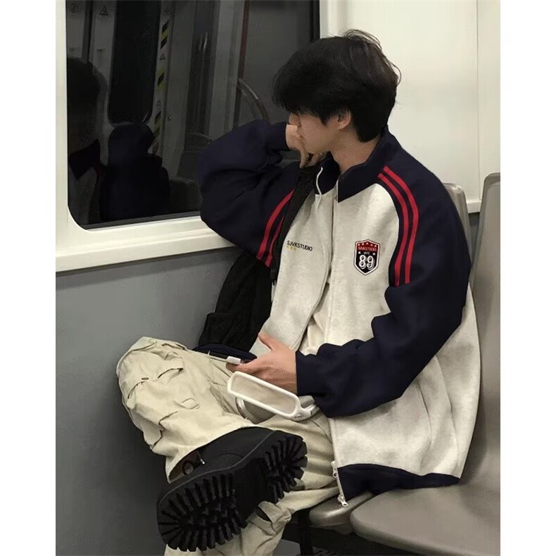 美式复古卫衣外套男女秋冬季拼接卫衣开衫宽松情侣上衣W012,女装短外套,星座1116A（原606A-3）