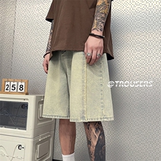 B258-K1005-P45控58牛仔短裤面料成分70%棉30%聚酯纤维，男装牛仔裤，电商B258