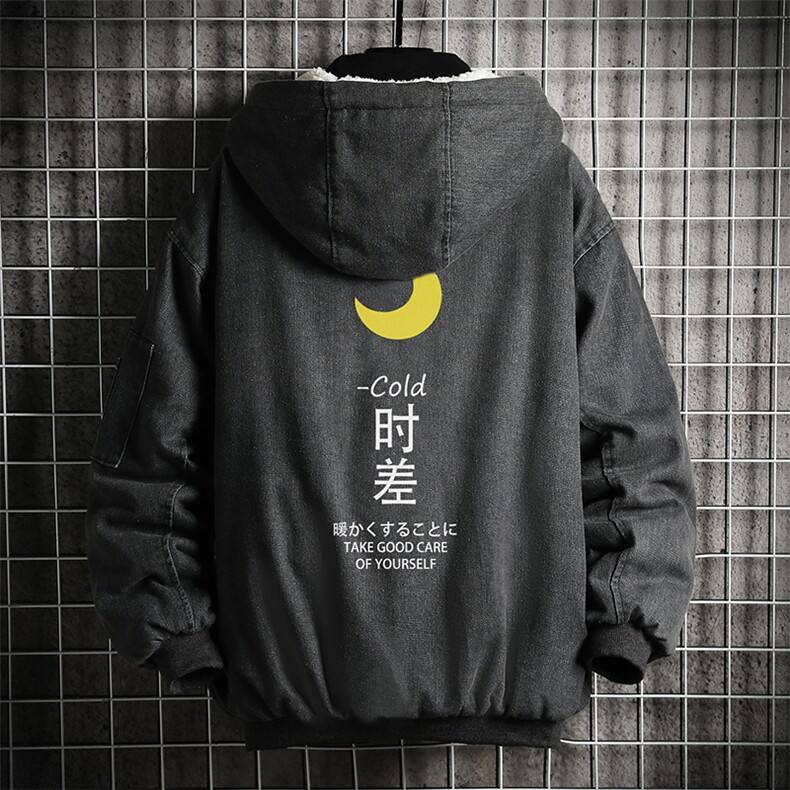 NM53047-P140 牛仔外套男大码加厚加绒棉衣男羊羔毛棉服男图片