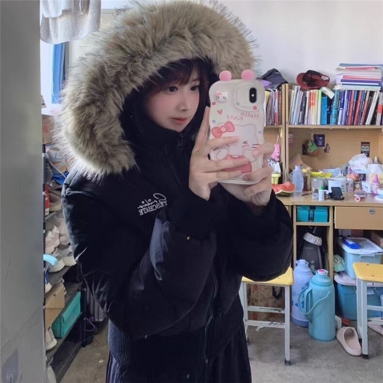 2025冬季新款短款皮草连帽羽绒服女收腰显瘦高级感大毛领羽绒外套,男装羽绒服,星座506A