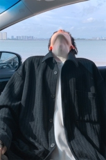 鱼骨条纹重磅外套男秋季美式复古潮流oversize潮牌高级感衬衣夹克，男装夹克，电商A001-1