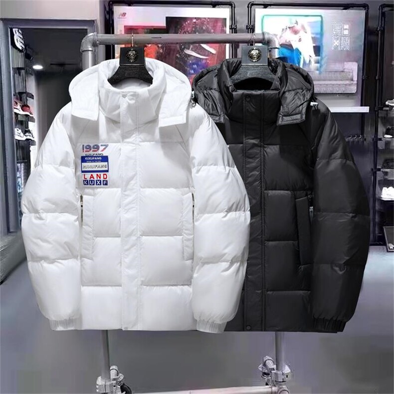 经典三条杠连帽短款时尚韩版白鸭绒羽绒服外穿学生情侣班服，男装羽绒服，星座301D-5(原星座1415）