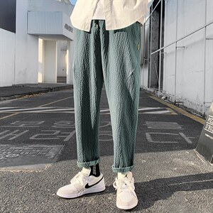 主推跑量款夏季青少年冰爽透气大码港风休闲九分裤男K9151P28图片