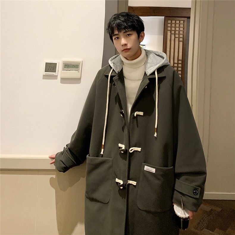 1港风牛角扣加棉呢大衣可拆卸帽大码M-5XL外套男FY8716P138控188，女装短外套，星座226-2