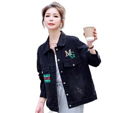 牛仔外套女短款2025春秋新款小个子妈妈宽松时尚牛仔衣夹克衫上衣，女装牛仔外套，意芙