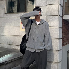 双拉链连帽针织毛衣外套男春秋韩版潮流百搭情侣款外套MY233-P60，男装针织衫/毛衣，星座208-5