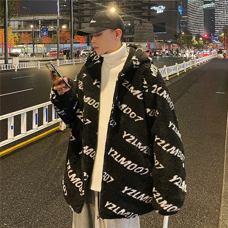 1港风定制LOGO羊羔毛棉衣大码M-5XL连帽棉衣外套男78710P105控148，男装棉衣，星座226-2