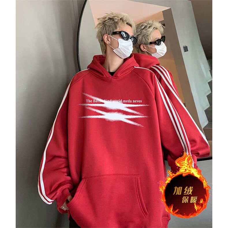 抖音得物供货提供视频秋冬重磅美式宽松织带连帽卫衣0613,男装卫衣,电商A486