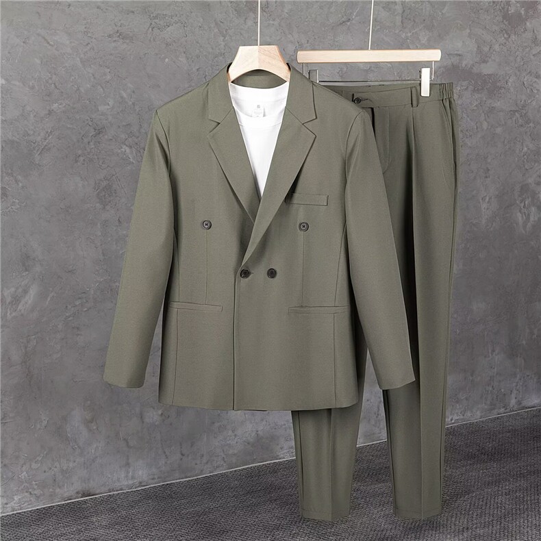 2026春秋休闲双排扣商务免烫外套西服套装TZ75，男装西服套装，星座1108