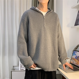 秋款男连帽毛衣拉链针织衫休闲打底外套M3115 P58图片