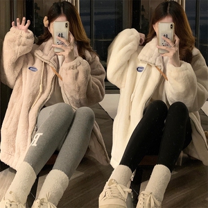 A053-P100 2025冬季新款羊羔毛外套仿兔毛加厚毛绒棉服棉衣图片