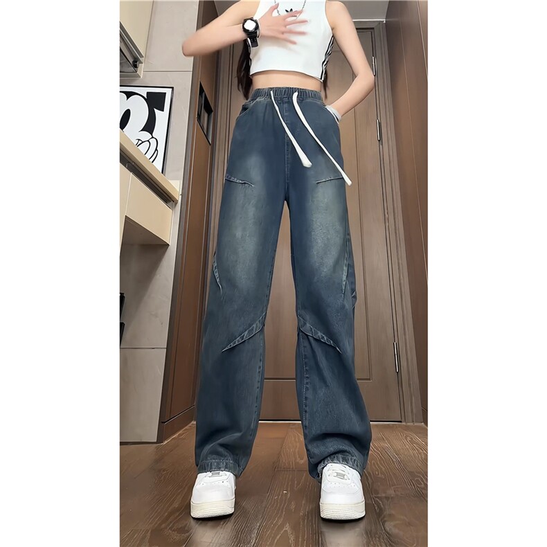 K1225-特p38-控68 oversize cleanfit折皱牛仔裤直筒裤老爹裤长裤图片