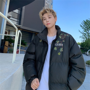 新中式迎客松刺绣棉服外套男款秋冬季青少年防寒保暖棉衣面包服潮图片