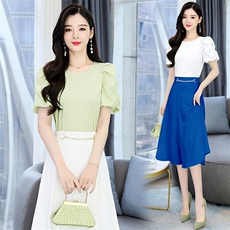 2023年夏季新款时尚气质纯色减龄短袖上衣，女装衬衫，卡杰菲