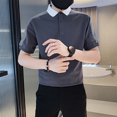 2025夏季数据款新款短袖T恤千鸟格织带设计翻领Polo衫B9713-P48，男装T恤，电商D342