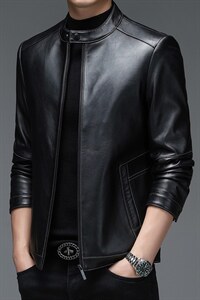 WL-M8268男式2023秋季新款立领头层绵羊皮皮衣男P480，男装皮衣，电商B360