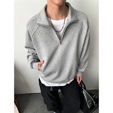 65棉重磅450克拼接圆领卫衣短宽套头拉链POLO衫外套男RH5316-P49，男装Polo衫，星座610B-1