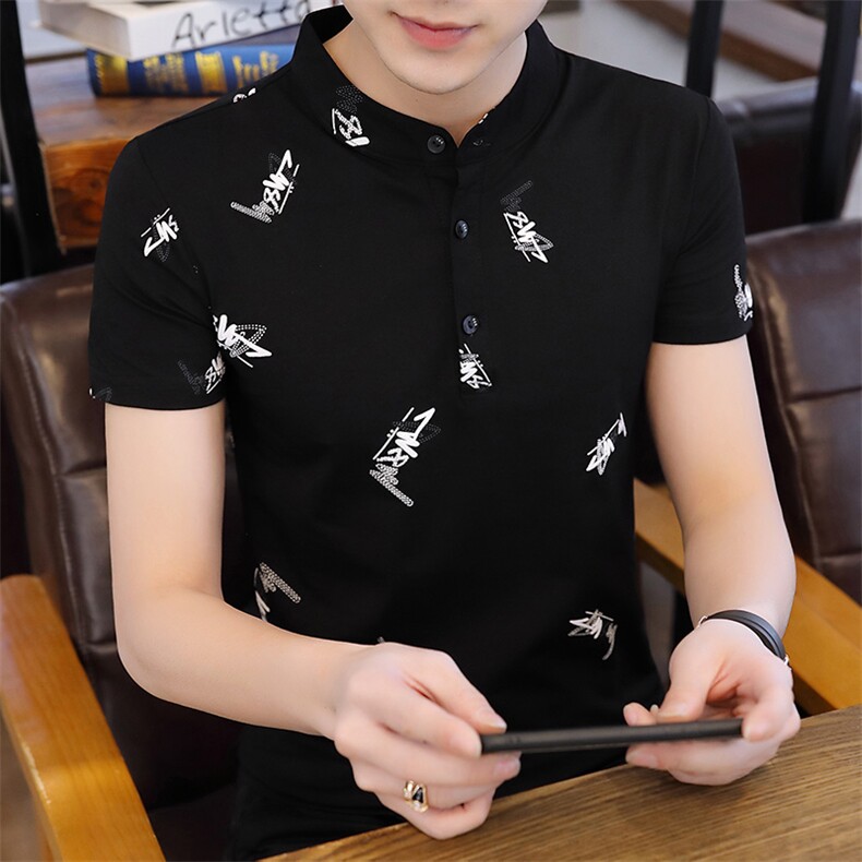 夏季新款立领Polo衫纯棉时尚短袖男休闲上衣DSA158-T2117-P35,男装Polo衫,星座310B-3