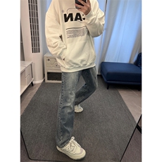美式hiphop牛仔裤修身直筒微喇叭裤68，男装牛仔裤，星座310A-4