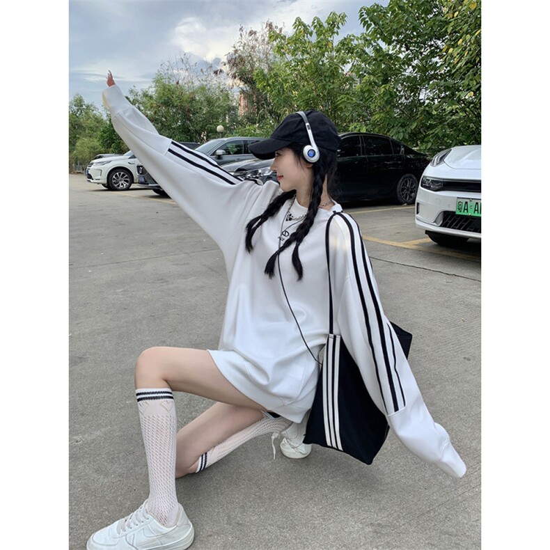 5563-P37潮牌310克后包领+刺绣三条杠休闲宽松卫衣，女装卫衣/绒衫，星座617A-2