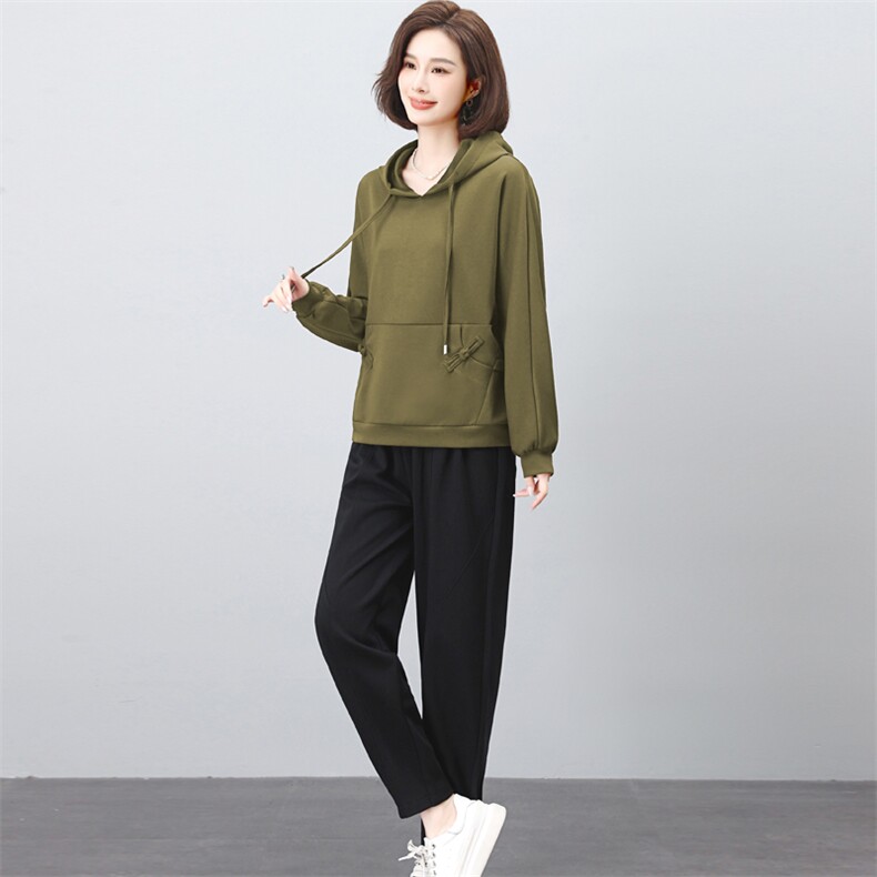 休闲运动套装女2025春装新款韩版时尚连帽洋气宽松显瘦卫衣两件套,女装套装/套裙,璐依舞