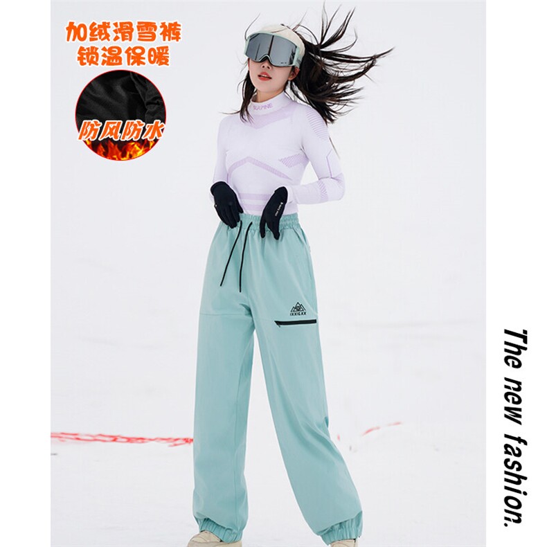 24冬款拉链单板双板男女同款防水防风保暖滑雪裤HK1152J加绒-P100,男装休闲裤,电商A001-1