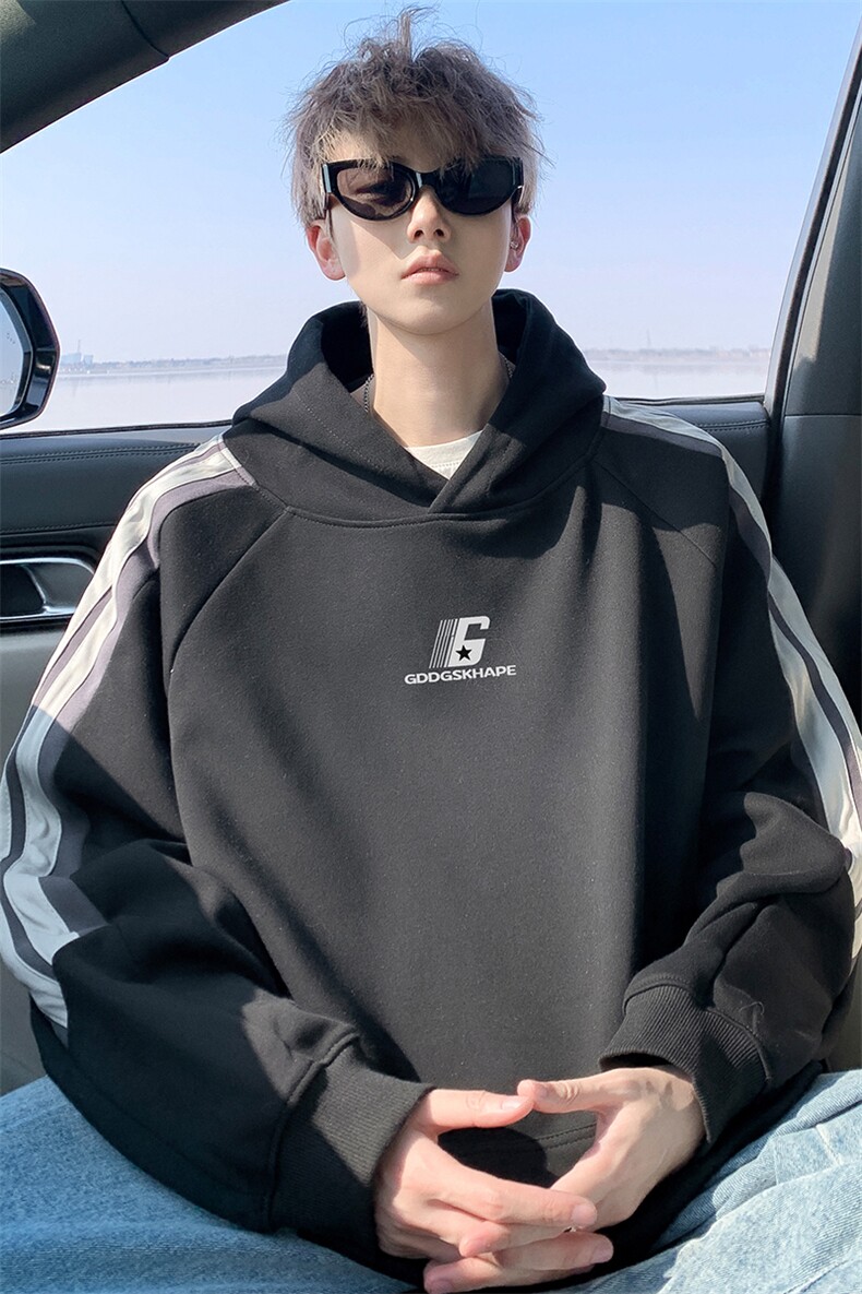 华棉春秋内景新款休闲宽松连帽卫衣男潮流百搭WY00679/P45加绒P50,男装卫衣,电商B316