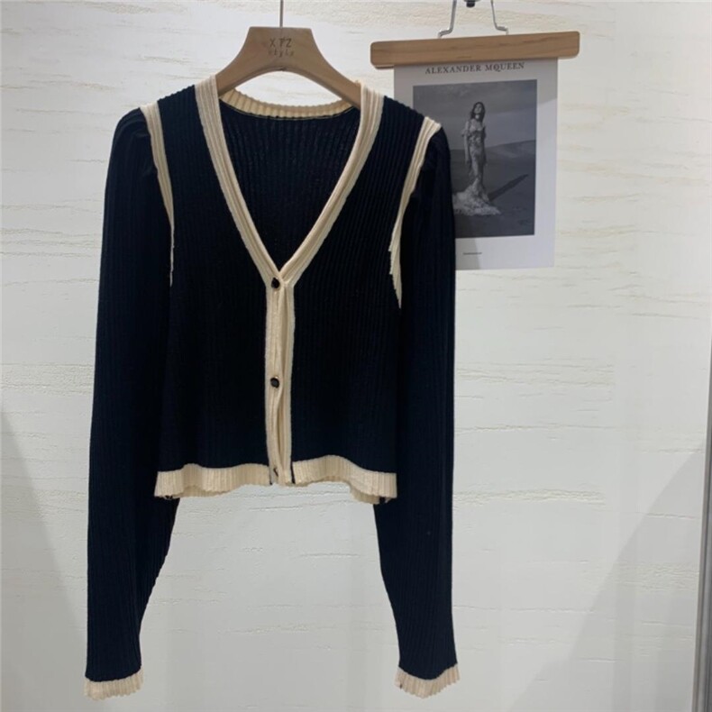 坑条撞色开衫,其它,XTZ style