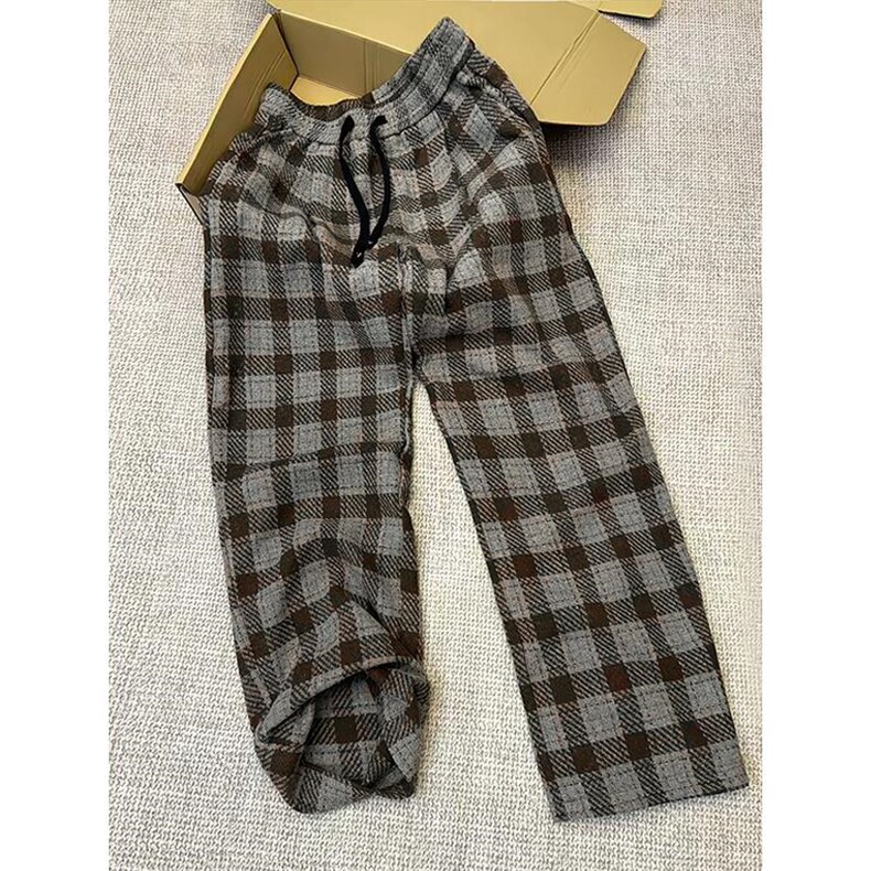 特批P36无差价25秋季磨毛呢料撞色格子大码时尚百搭休闲裤男K5748,男装休闲裤,电商A001