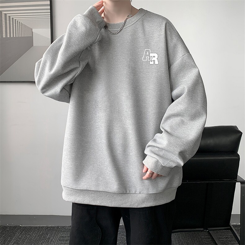 华夫格卫衣圆领卫衣男大码长袖t恤男外套HW76369-P30,男装卫衣,电商A040