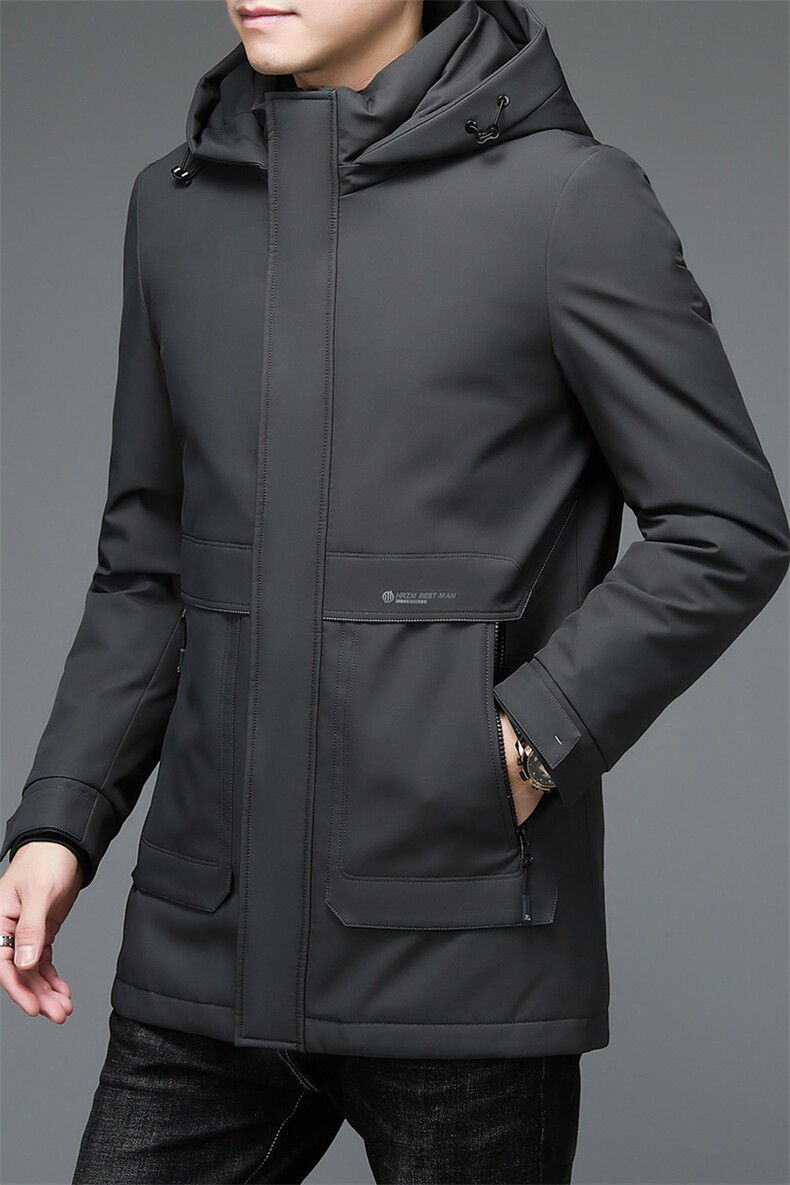 2023冬季新款男士可脱卸帽纯色羽绒服中年男装厚款保暖鸭绒外套,男装羽绒服,电商B212（原钱塘6029）