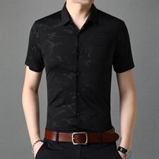 2021夏季新款男士3D印花高工艺衬衫时尚休闲短袖T恤B8866P65，男装衬衫，电商D230