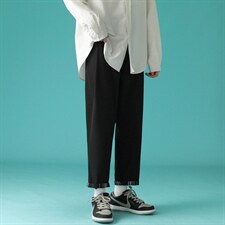 7XL~M大码九分裤夏季中性风男女纯色直筒裤冰丝垂感韩版小西裤图片