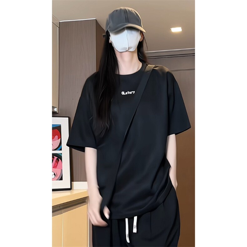 麂皮绒短袖t恤男款夏季重磅美式小领口体恤潮牌潮流休闲百搭半袖,男装T恤,电商B371