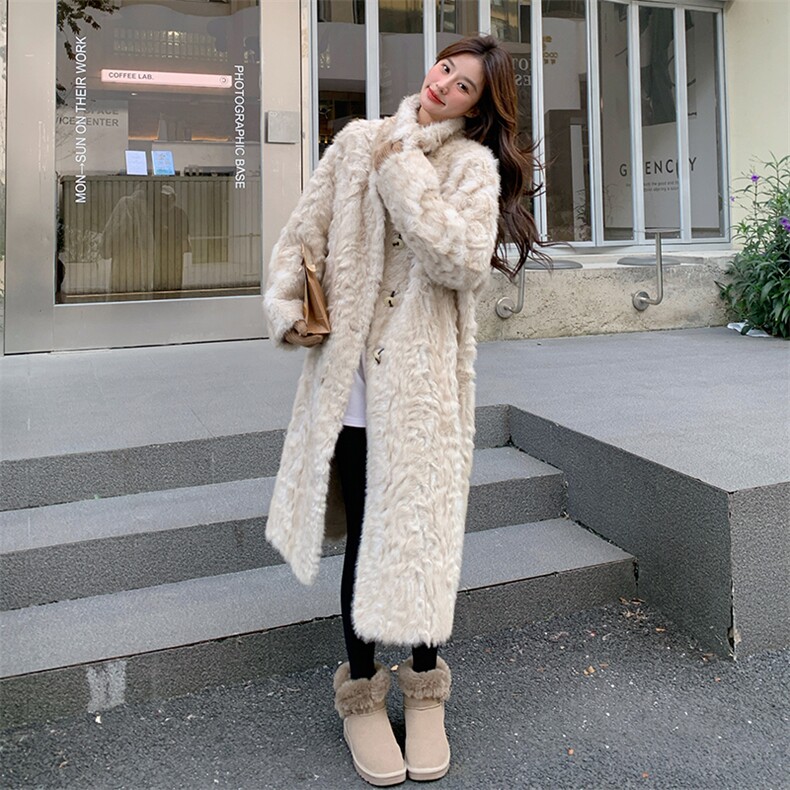 高级感中长款环保羊羔毛外套女冬季2025新款爆款流行洋气炸街大衣,女装皮草,2C109