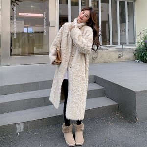 高级感中长款环保羊羔毛外套女冬季2025新款爆款流行洋气炸街大衣图片