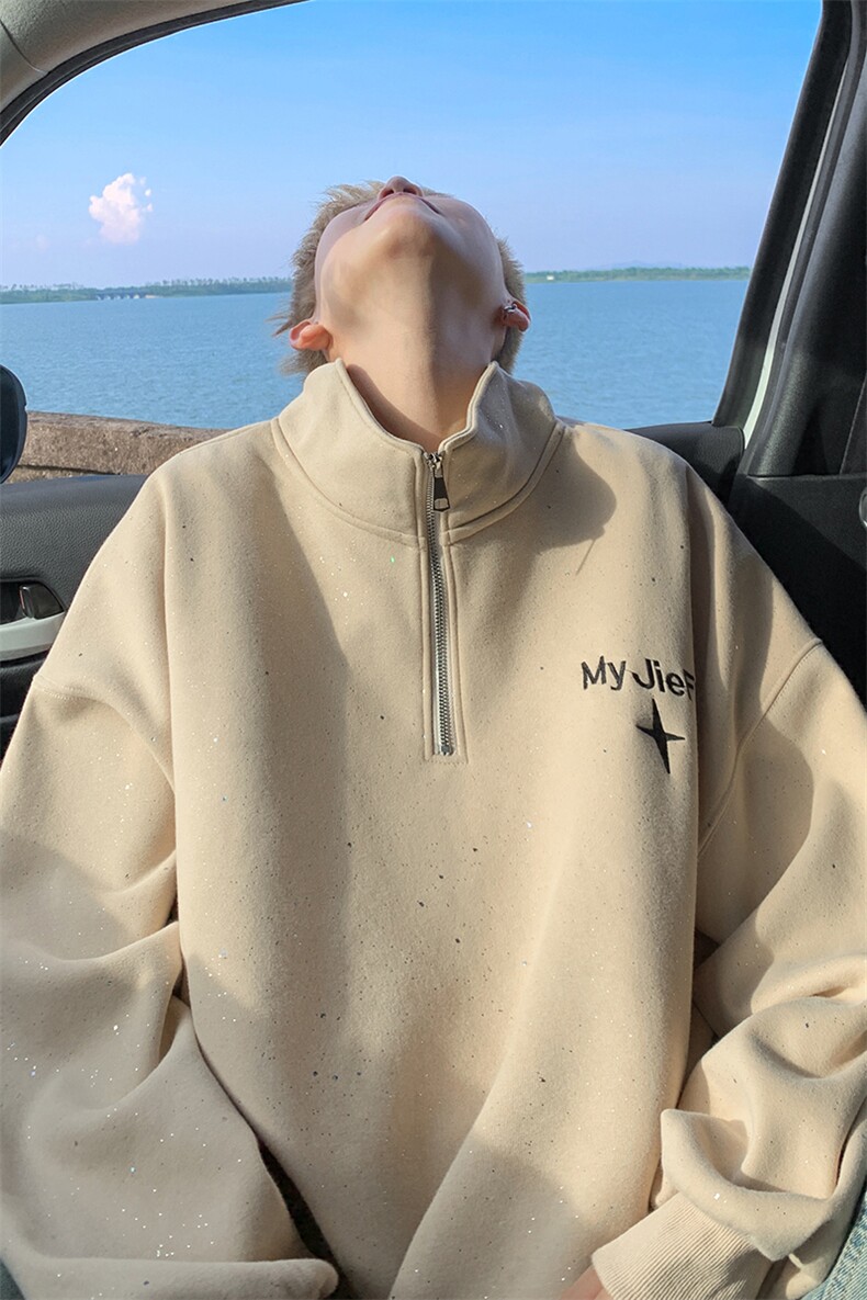 大满天星大码重磅高品质刺绣半拉链立领卫衣JF41-特P63控88,男装卫衣,电商A422-1