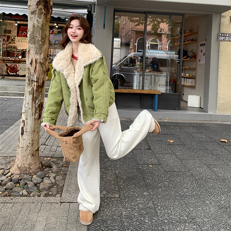 新款现货绿色小个子皮毛一体外套2C277-9521-P210-K318,女装皮草,2C277