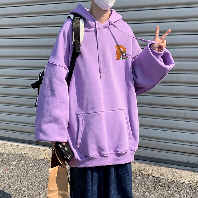 聚酯纤维日系宽松大码潮流男士卫衣连帽衫情侣装WY303P45限58,男装卫衣,电商A089-1