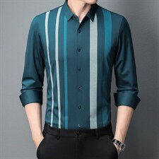 春秋2022男士无痕休闲免烫长袖翻领时尚商务纯色衬衫QY5591-P68，男装衬衫，星座1105-3