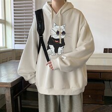 纯棉连帽卫衣男大码运动帽衫宽松薄WY2044-P35加绒款-P40，男装卫衣，电商A040