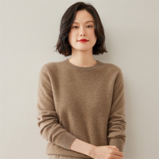 2025年冬季新款山羊绒衫女士圆领套头时尚百搭保暖羊毛针织打底衫，女装羊绒衫，德尔信羊绒