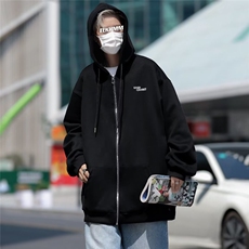 开衫卫衣连帽男韩版潮流字母灰色2023秋冬季新款ins外套WB116-P53，男装卫衣，星座412-3