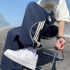 刺绣休闲裤三条杠可收脚口裤子M-2XL黑色藏青K261，男装休闲裤，星座1116A-1（原606A）