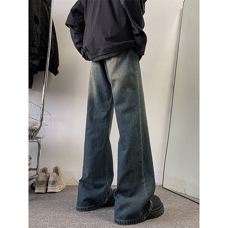 美式ins高街hiphop暗黑重工艺水洗暗黑微喇牛仔裤货号K2407P65,男装牛仔裤,电商A063