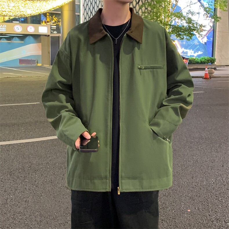 2024秋季新款中性风衬衫领纯棉宽松夹克男现货DSA157B-J183-P85,男装夹克,电商A157B