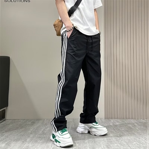 潮牌运动裤三道杠卫裤男女情侣春季休闲宽松嘻哈裤子MK569 P40图片