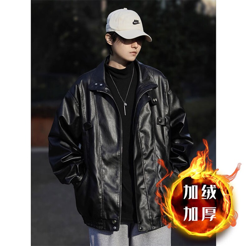 复古皮衣外套男士秋冬飞行员教练皮夹克加绒秋冬款美式机车服棉衣,男装夹克,星座506A